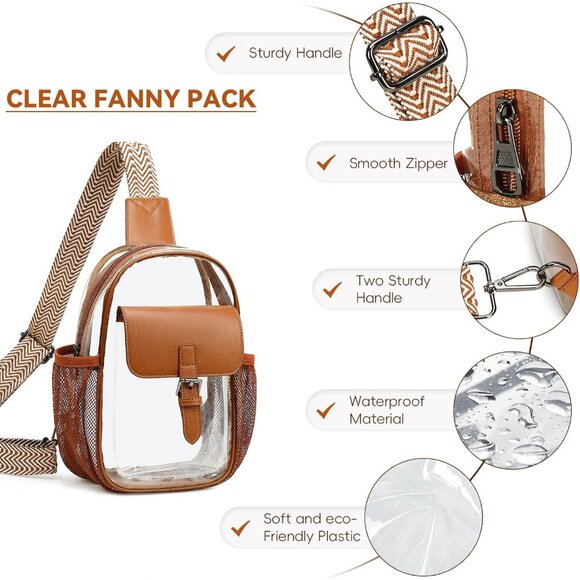 Clear Crossbody Bag Women Stadium Concert Sports Waterproof Eco-Friendly - Picture 6 of 9